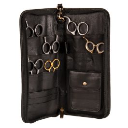Yento – פאוץ עור למספריים Scissor Shear Pouch in Leather- 12 scissors – 28×12,5cm